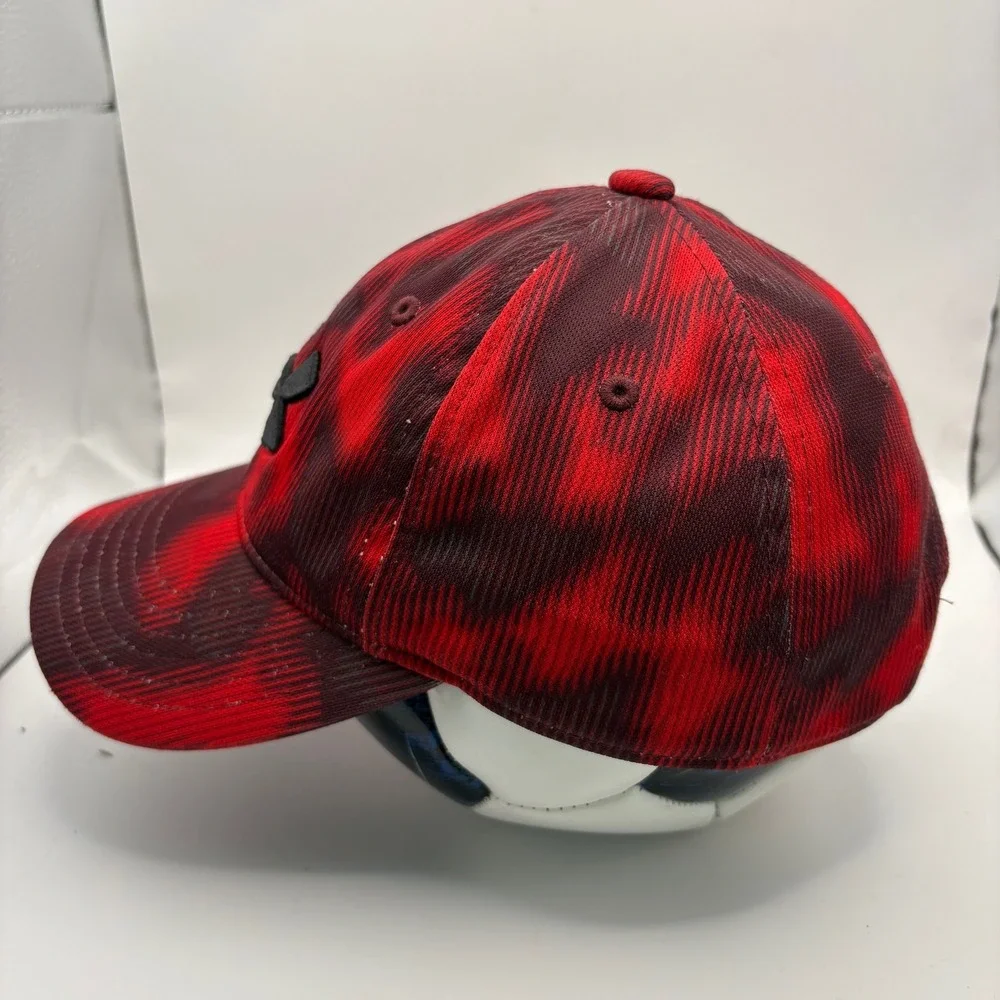 Under Armour Youth Red Black Abstract‎ Print Adjustable HeatGear Baseball Hat